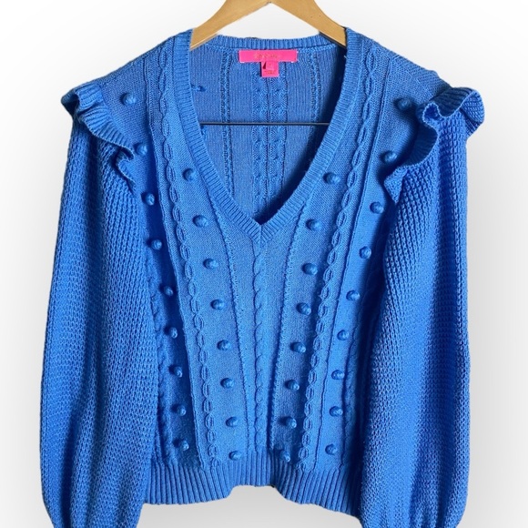 Lilly Pulitzer Greta Swiss Dot Blouson Sleeve Sweater size Small - Picture 1 of 8